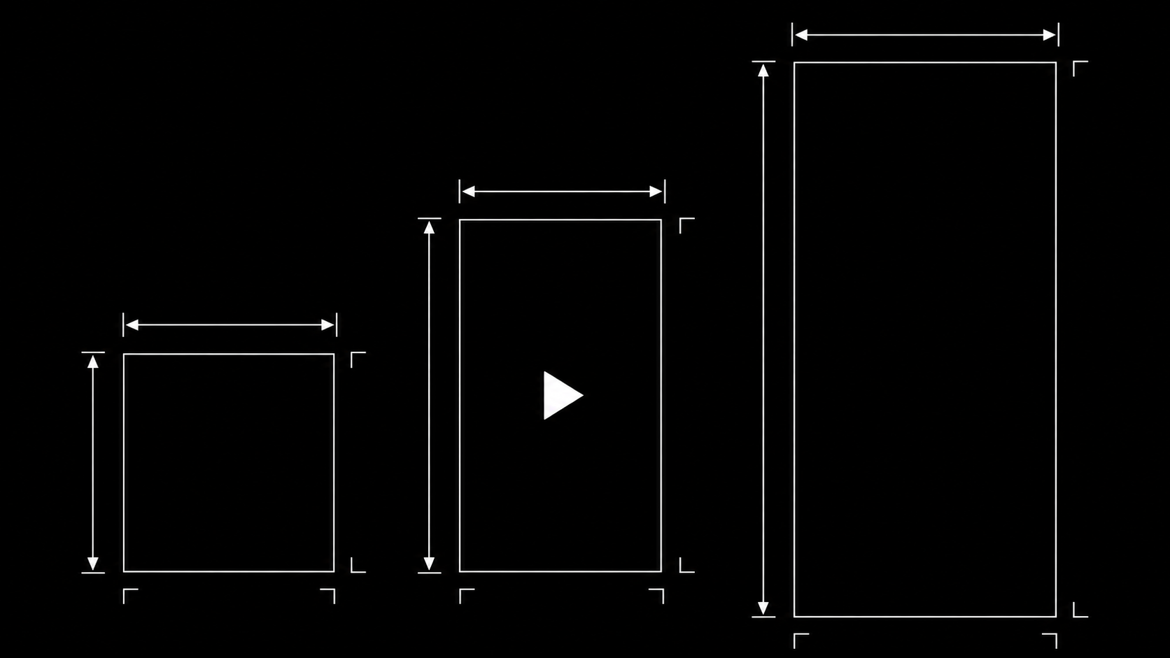 The three Meta creative master formats with measurement marks