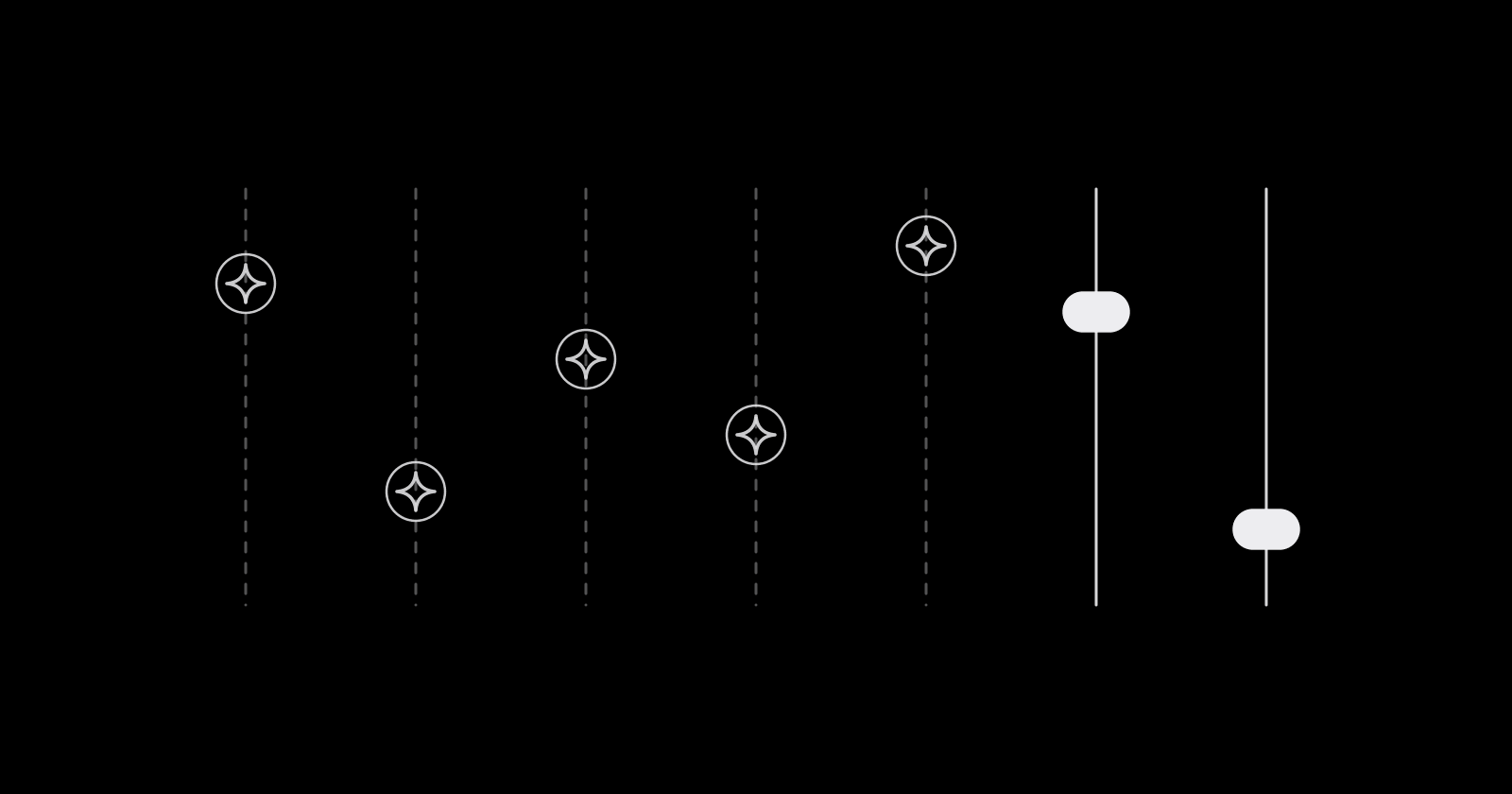 A row of control sliders, most set automatically and two still set by hand